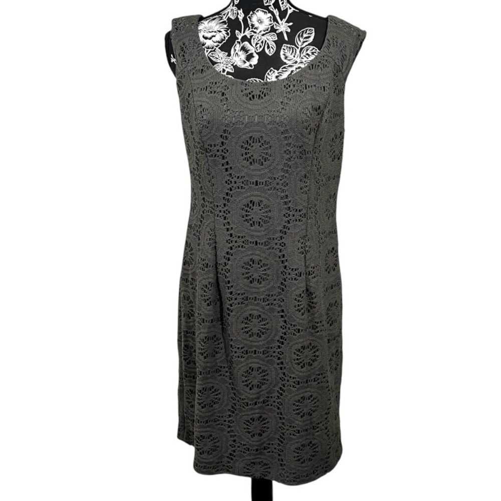 Adrianna Papell Charcoal Lace Detail Dress‎